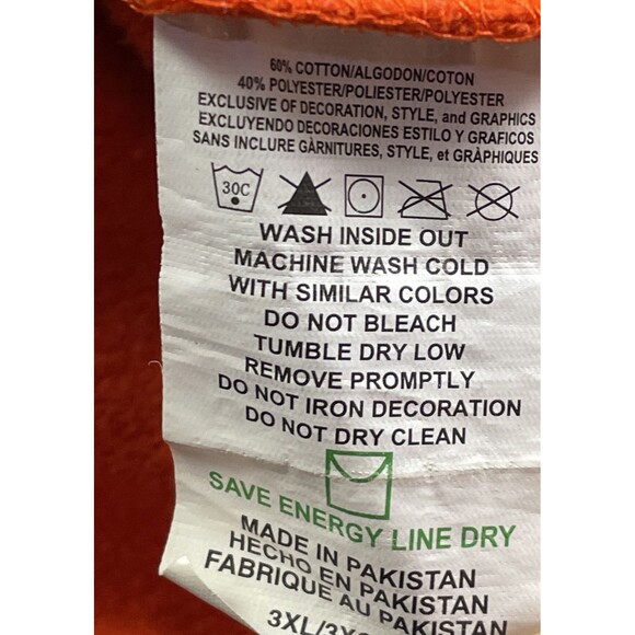 Chicago Bears Sweatshirt Mens 3XL Orange White Hoodie Pullover NFL Football - Picture 9 of 9